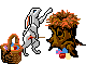 lavoro, tronco, albero, preparare, preparativi, festa, pasqua, pasquale, coniglio, simbolo, emblema